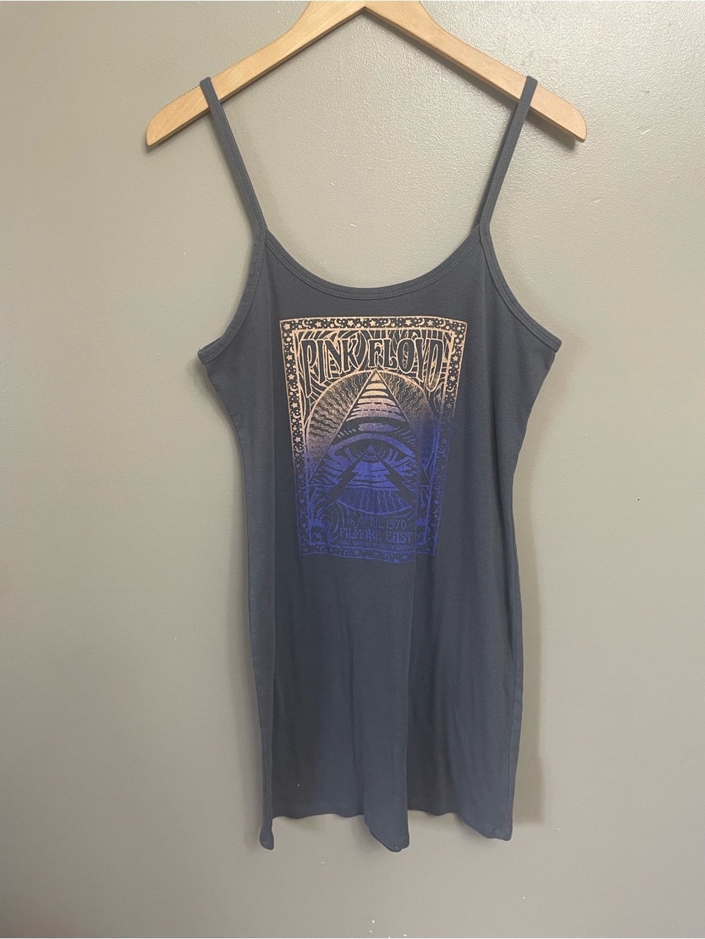 Women's Pink Floyd Dress Sz. LRG Gray Sleeveless Graphic Bodycon New